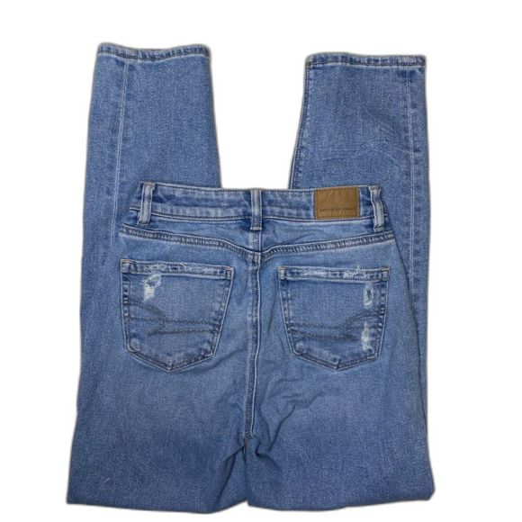AMERICAN EAGLE Jeans Distressed High Waist Skinny Stretch Denim Womens 000 Blue - Picture 2 of 7